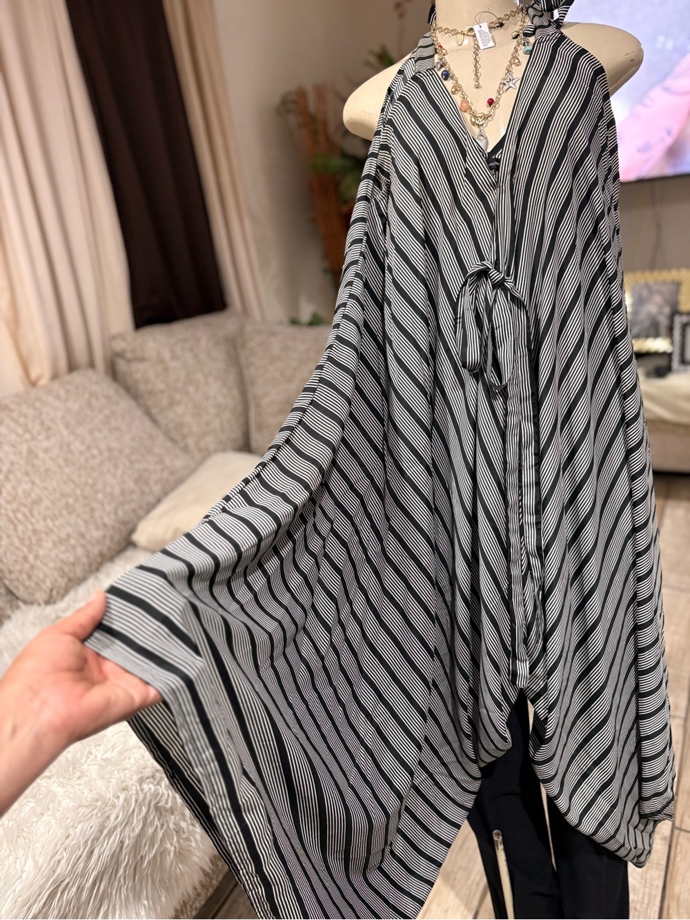 Karma highway Striped Black & White romper boho parachute one size